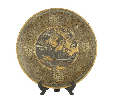 Lot 185 - A LATE 19TH CENTURY JAPANESE DAMASCENE BRONZE CHARGER