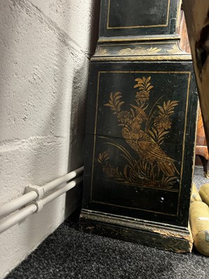 Lot 947 - JOHN ELLICOTT, LONDON. A GEORGE III GREEN LACQUERED CHINOISERIE QUARTER CHIMING LONGCASE CLOCK