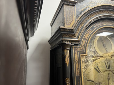 Lot 1007 - JOHN TAYLOR, LONDON. A GEORGE III GREEN LACQUERED CHINOISERIE LONGCASE CLOCK