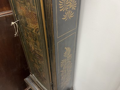 Lot 1007 - JOHN TAYLOR, LONDON. A GEORGE III GREEN LACQUERED CHINOISERIE LONGCASE CLOCK
