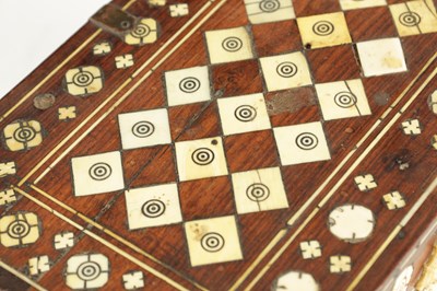 Lot 497 - A 17TH CENTURY INDO-PORTUGUESE COLONIAL INLAID IVORY ROSEWOOD TABLE CABINET