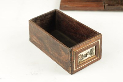 Lot 497 - A 17TH CENTURY INDO-PORTUGUESE COLONIAL INLAID IVORY ROSEWOOD TABLE CABINET