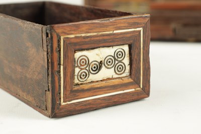 Lot 497 - A 17TH CENTURY INDO-PORTUGUESE COLONIAL INLAID IVORY ROSEWOOD TABLE CABINET
