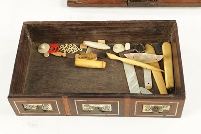 Lot 497 - A 17TH CENTURY INDO-PORTUGUESE COLONIAL INLAID IVORY ROSEWOOD TABLE CABINET