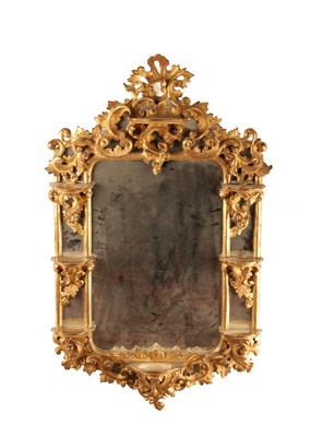 Lot 1284 - A 19TH CENTURY CARVED GILTWOOD ITALIAN HANGING MIRROR
