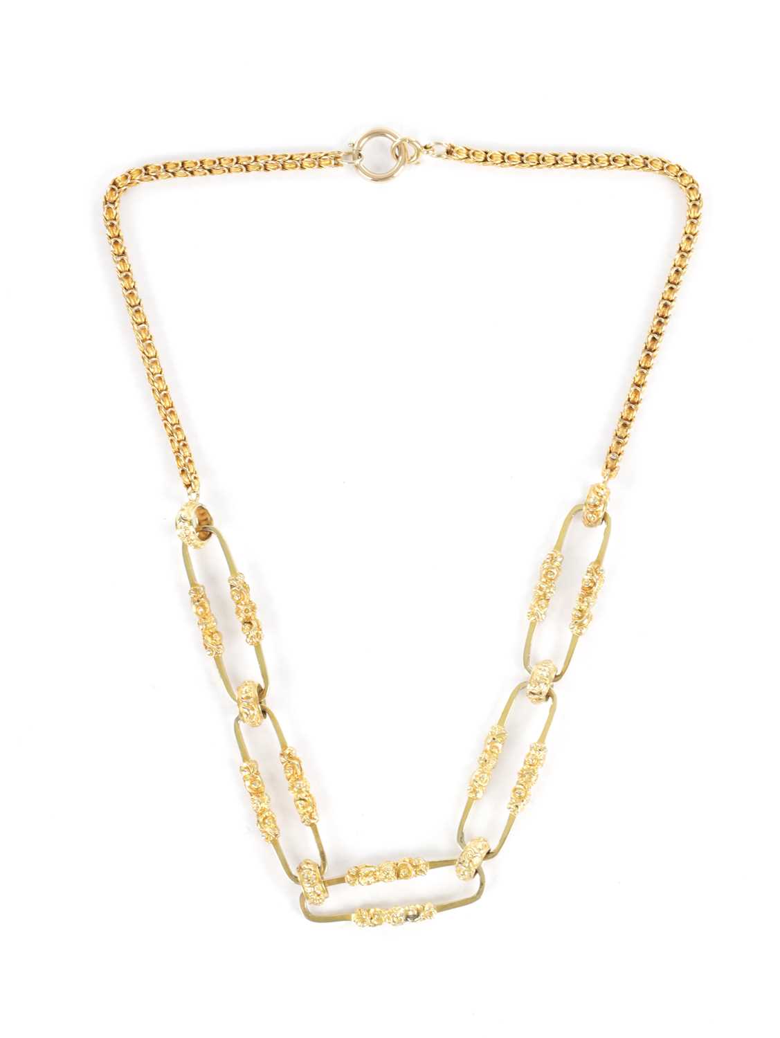 Lot 199 - AN UNUSUAL 15CT GOLD VICTORIAN NECKLACE