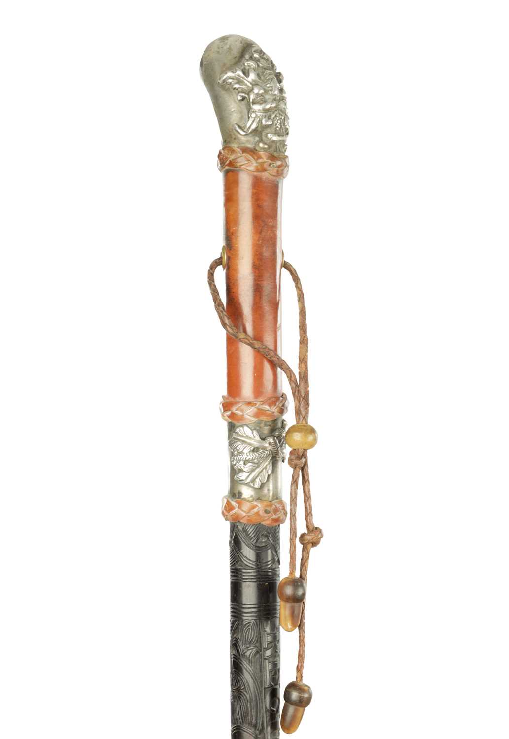 Lot 815 - AN UNUSUAL 19TH CENTURY FRENCH CARVED EBONY WALKING CANE