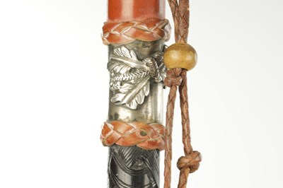 Lot 815 - AN UNUSUAL 19TH CENTURY FRENCH CARVED EBONY WALKING CANE