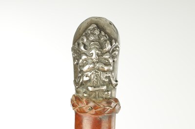 Lot 815 - AN UNUSUAL 19TH CENTURY FRENCH CARVED EBONY WALKING CANE