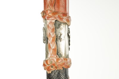 Lot 815 - AN UNUSUAL 19TH CENTURY FRENCH CARVED EBONY WALKING CANE