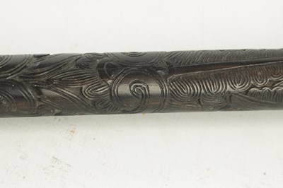Lot 815 - AN UNUSUAL 19TH CENTURY FRENCH CARVED EBONY WALKING CANE