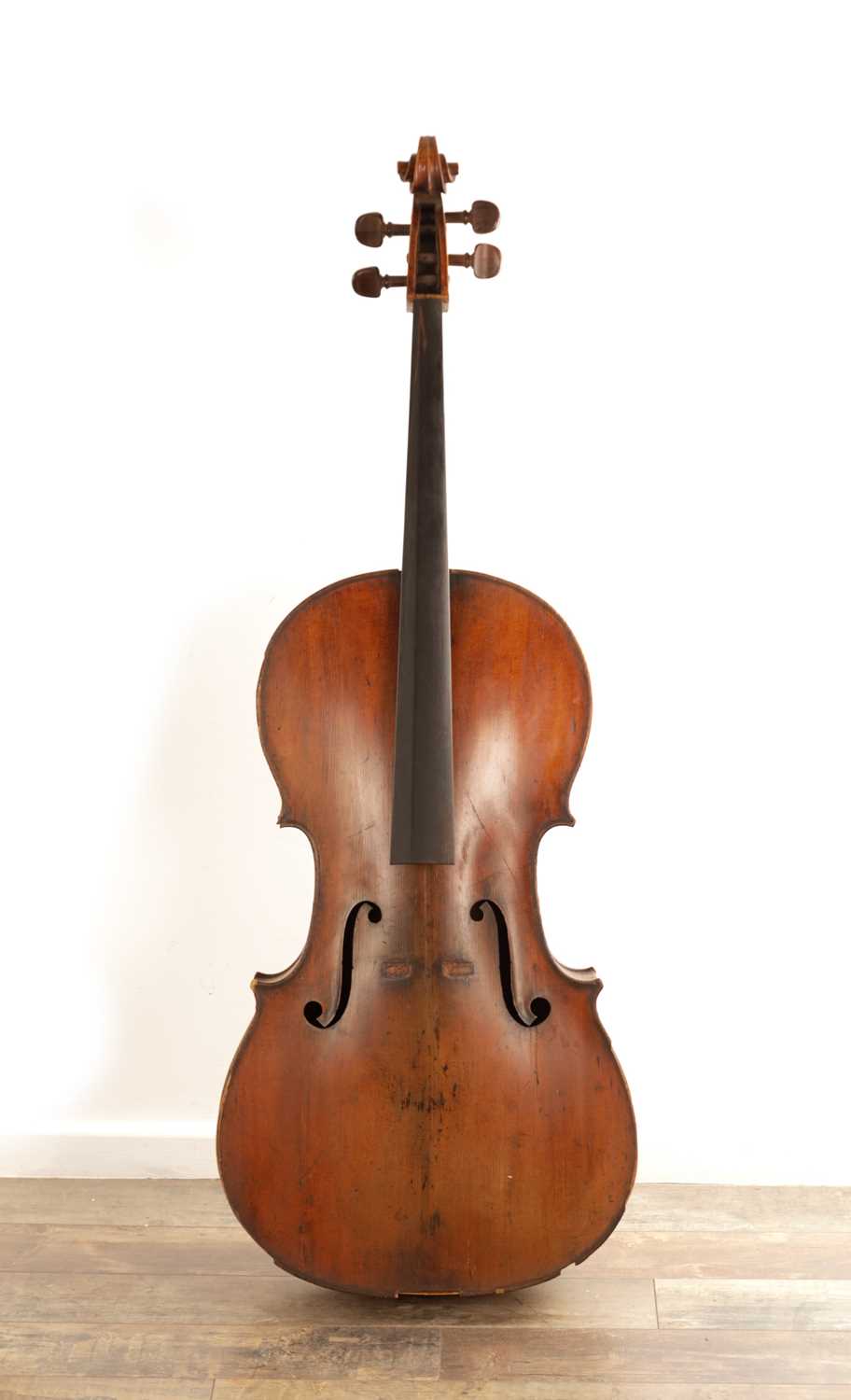 Lot 785 - FULL SIZE ANTIQUE CELLO AND BOW
