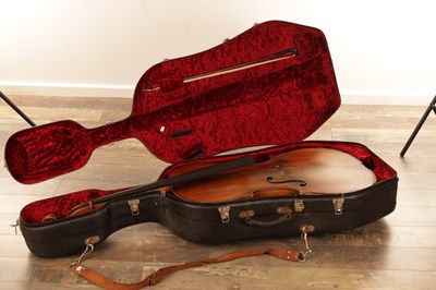 Lot 785 - FULL SIZE ANTIQUE CELLO AND BOW