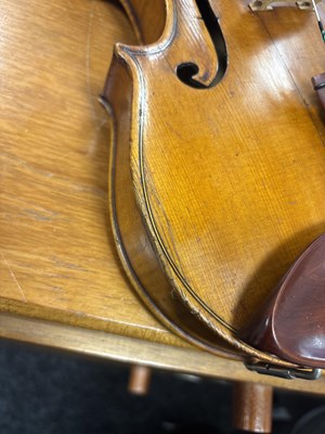 Lot 774 - ITALIAN VIOLIN LABELLED OFFICINA CLAUDIO MONTEVERDE, SIGNED GIO MARIA CERUTI 1923. CREMONA.
