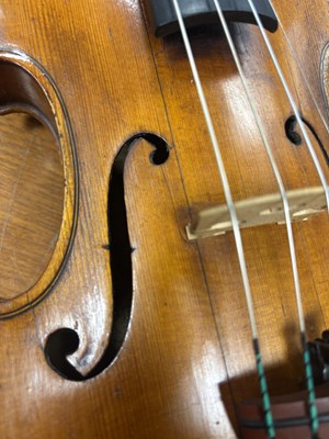 Lot 774 - ITALIAN VIOLIN LABELLED OFFICINA CLAUDIO MONTEVERDE, SIGNED GIO MARIA CERUTI 1923. CREMONA.