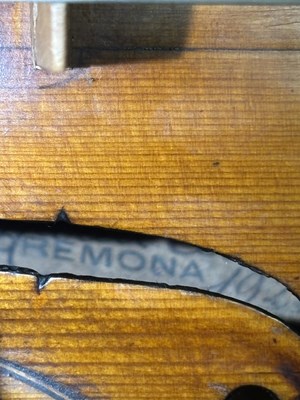Lot 774 - ITALIAN VIOLIN LABELLED OFFICINA CLAUDIO MONTEVERDE, SIGNED GIO MARIA CERUTI 1923. CREMONA.