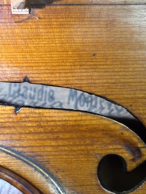 Lot 774 - ITALIAN VIOLIN LABELLED OFFICINA CLAUDIO MONTEVERDE, SIGNED GIO MARIA CERUTI 1923. CREMONA.