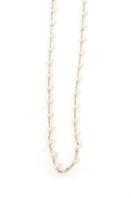 Lot 194 - A 19TH CENTURY 9CT GOLD AND PEARL NECKLACE