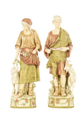 Lot A LARGE PAIR OF ROYAL DUX FIGURES MODELLED AS A SHEPHERD AND SHEPHERDESS