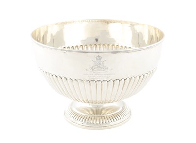 Lot A LATE 19TH CENTURY REGIMENTAL SILVER PUNCH BOWL