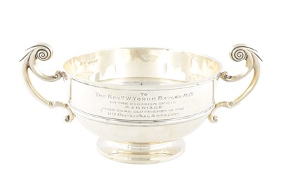 Lot A LARGE GEORGE V SILVER TWO HANDLED PRESENTATION BOWL