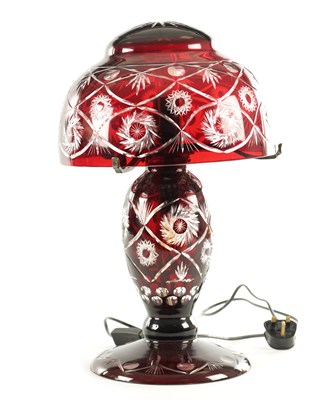 Lot A 2OTH CENTURY BOHEMINA RUBY RED CUT GLASS LAMP