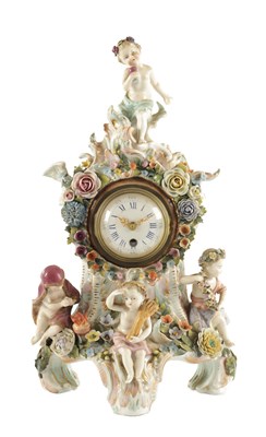 Lot A 19TH CENTURY GERMAN PORCELAIN MANTEL CLOCK