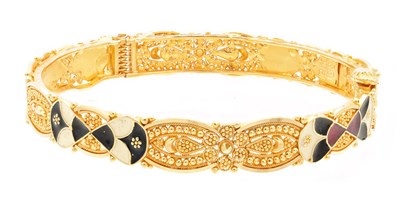 Lot A 21CT GOLD AND ENAMEL BRACELET