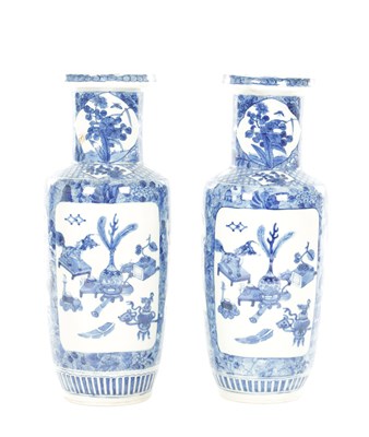 Lot A PAIR OF LATE 19TH CENTURY CHINESE BLUE AND WHITE PORCELAIN VASES