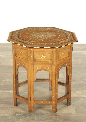 Lot A 19TH CENTURY INDIAN HARDWOOD AND BONE INLAID OCTAGONAL TABLE