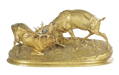 Lot AFTER JULES MENE. A FRENCH 19TH CENTURY GILT BRONZE SCULTURE