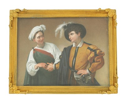 Lot ITALIAN SCHOOL, AFTER CARAVAGGIO. AN EARLY 19TH CENTURY CASED MINIATURE ON IVORY