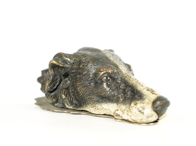 Lot ATT. FRANZ BERGMAN. A 20TH CENTURY COLD PAINTED AUSTRIAN BRONZE DOG'S HEAD PAPER CLIP