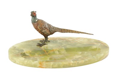 Lot ATT. FRANZ BERGMAN. A 20TH CENTURY BRONZE AND ONYX DESK TIDY