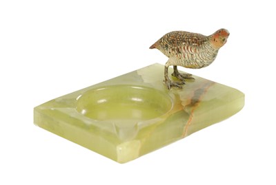 Lot ATT. FRANZ BERGMAN. A 20TH CENTURY GERMAN COLD PAINTED BRONZE AND ONYX DESK TIDY