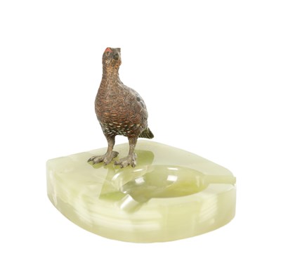 Lot ATT. FRANZ BERGMAN. A 20TH CENTURY AUSTRIAN COLD PAINTED BRONZE AND ONYX DESK TIDY