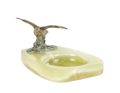 Lot ATT. FRANZ BERGMAN. A 20TH CENTURY AUSTRIAN COLD PAINTED BRONZE AND ONYX DESK TIDY