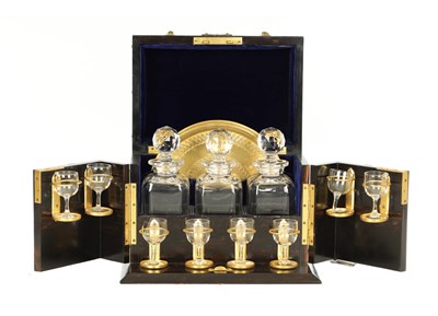 Lot A FINE VICTORIAN CALAMANDER AND GIL BRASS MOUNTED SPIRIT TANTALUS LABELLED, BETJEMANN & SONS, LONDON