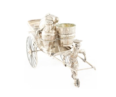 Lot A 19TH CENTURY CHINESE NOVELTY SILVER CONDIMENT SET