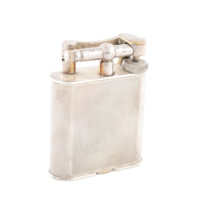 Lot A LARGE VINTAGE SILVER PLATED DUNHILL TABLE LIGHTER