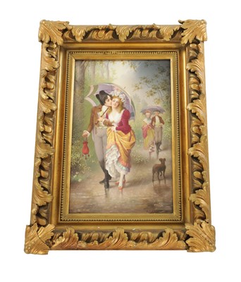 Lot A 19TH CENTURY FRAMED BERLIN PAINTED PORCELAIN PLAQUE