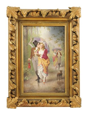 Lot A 19TH CENTURY FRAMED BERLIN PAINTED PORCELAIN PLAQUE
