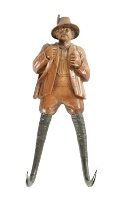 Lot A 19TH CENTURY BLACK FOREST CARVED FRUITWOOD COAT HOOK