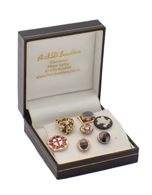 Lot A COLLECTION OF SEVEN, MAINLY GOLD, TIE TACKS