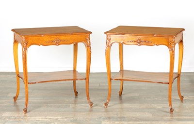 Lot A PAIR OF 19TH CENTURY SATIN BIRCH FRENCH SIDE TABLES RETAILED BY HOWARD AND SONS LTD
