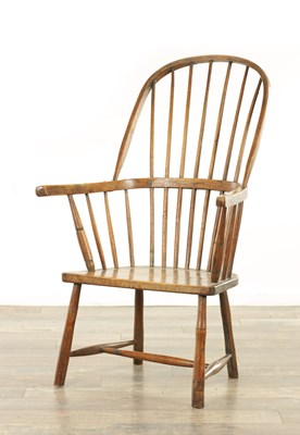 Lot AN 18TH CENTURY WELSH ASH AND ELM STICK BACK CHAIR