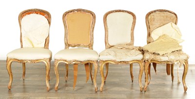Lot A SET OF FOUR ENGLISH LATE GEORGIAN GILT GESSO SALOON CHAIRS