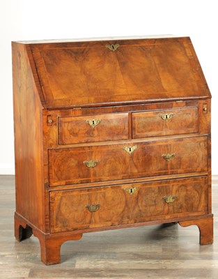 Lot A WILLIAM AND MARY HERRING-BANDED FIGURED WALNUT BUREAU