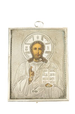 Lot A SMALL 19TH CENTURY RUSSIAN SILVER ICON