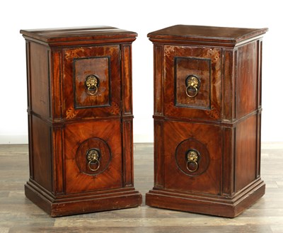Lot A PAIR OF LATE GEORGE III MAHOGANY PEDESTALS